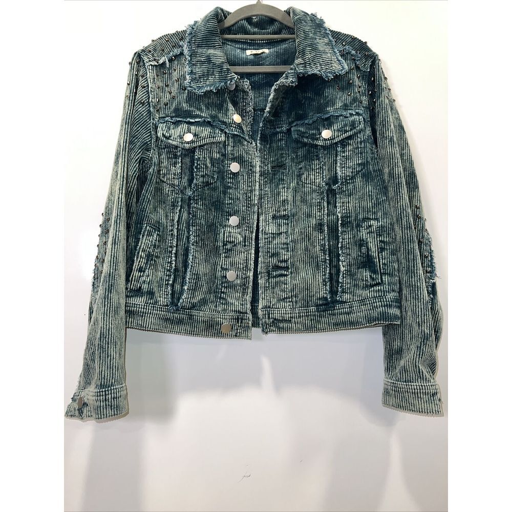 POL Clothing Corduroy‎ Studded Jacket Size Small green